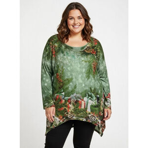 Live & Let Live Christmas Holiday shark hem top 3x